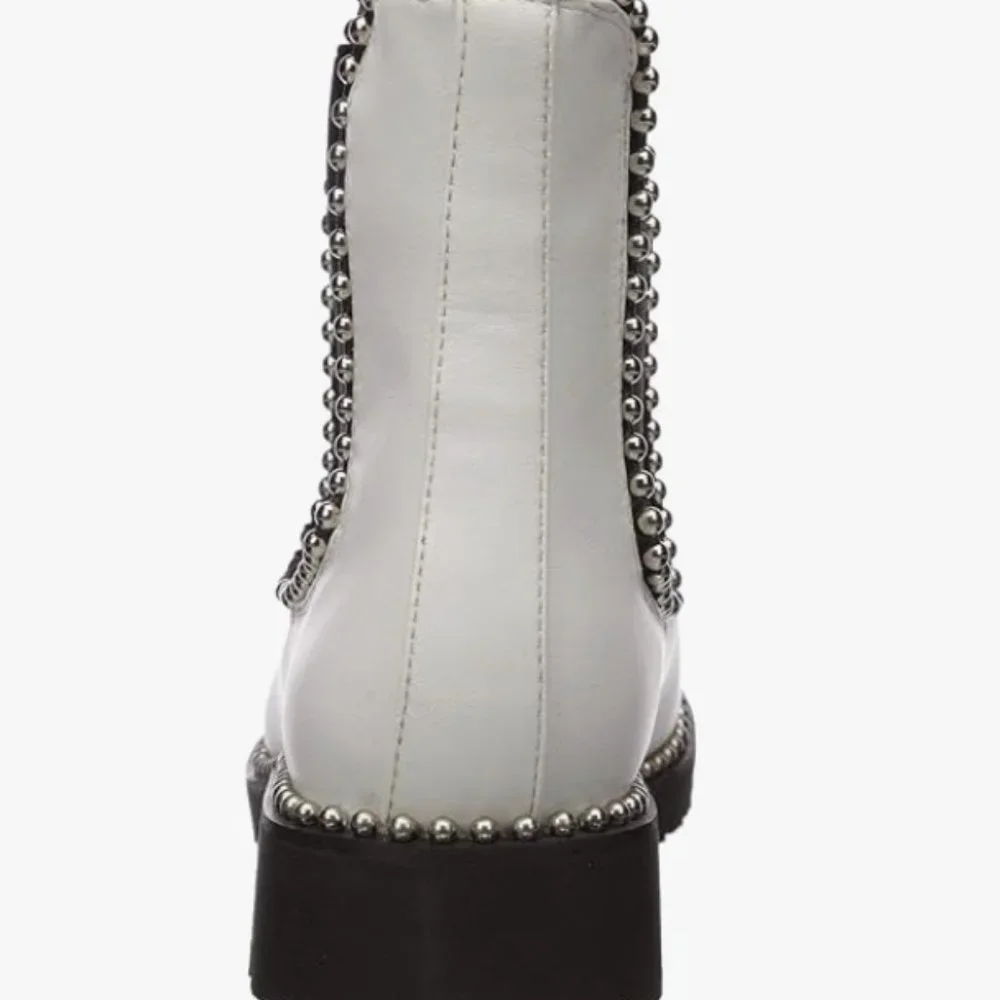 Seven Dials Shelley White Studded Chelsea Boots Size 9